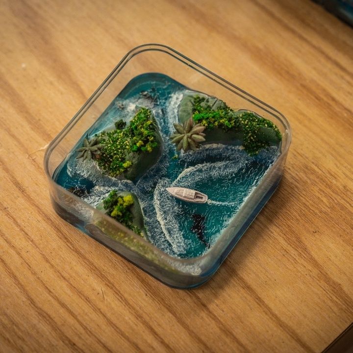 Resin Art Gift For Birthday - Handgemaakt microrand van de Faroe-eilanden, gedetailleerde