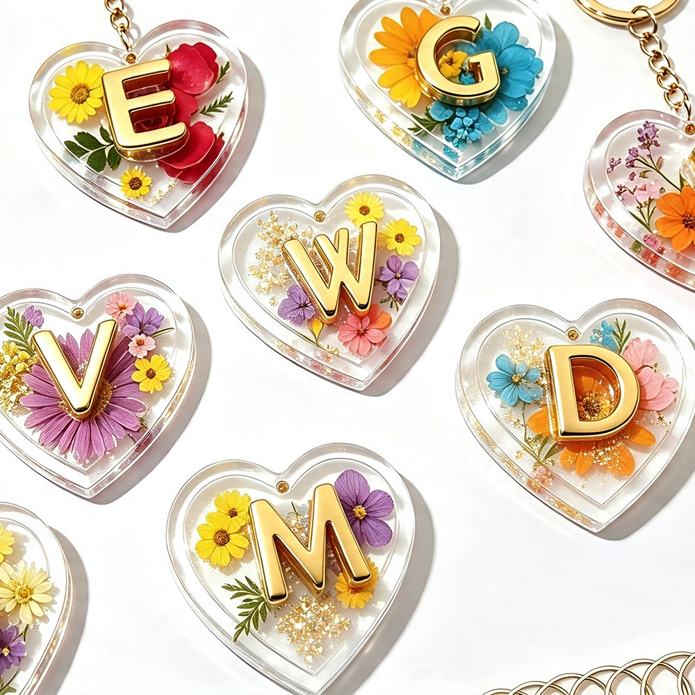 Resin Art Heart - Complete set van 26 letters &