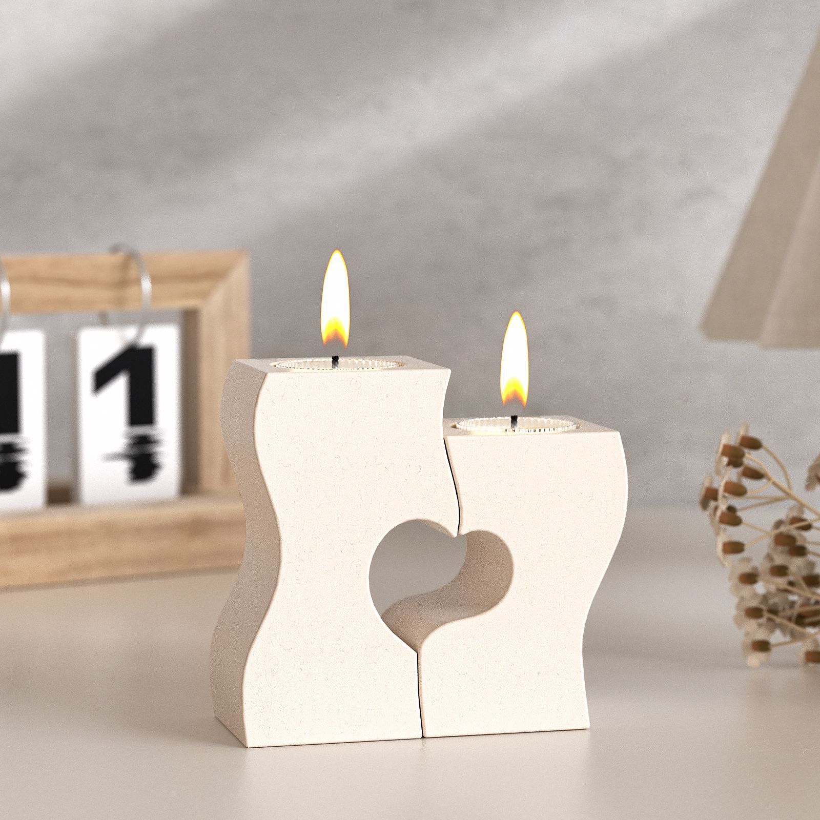 Resin Art Heart - S Hart Kandelaar Siliconen Mallen DIY