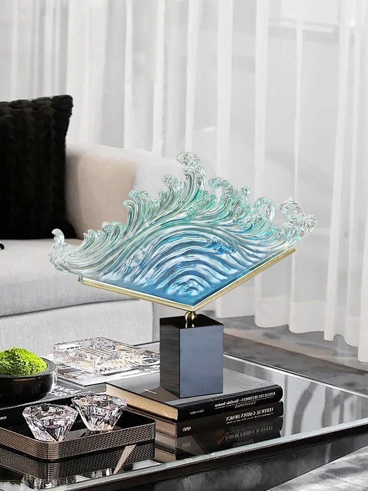 Resin Art For Anniversary Gift - Transparante Oceangolf Hars Sculptuur Figuur Moderne