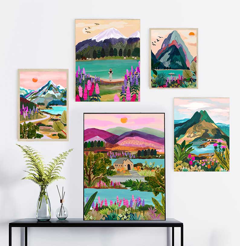 Resin Art New Zealand - Landschapsposter Nieuw-Zeeland NZ Blauwe Pools Lake