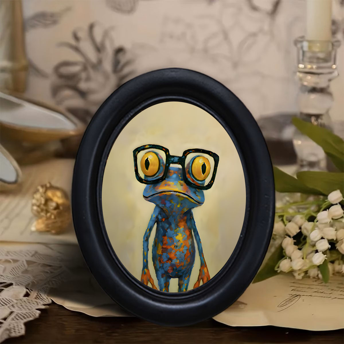 Resin Art Frame - 1 stuk trendy wanddecoratie met kikkerpatroon,