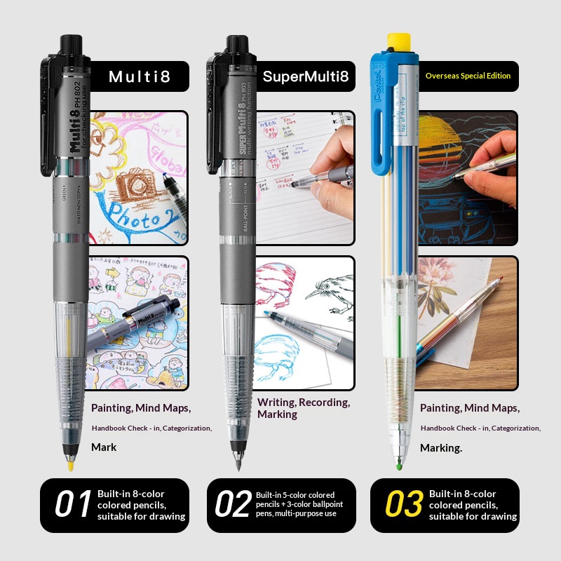 Pentel Multi 8 in 1 kleur mech - Staedtler Pencil Lumocolor recensie en prijs